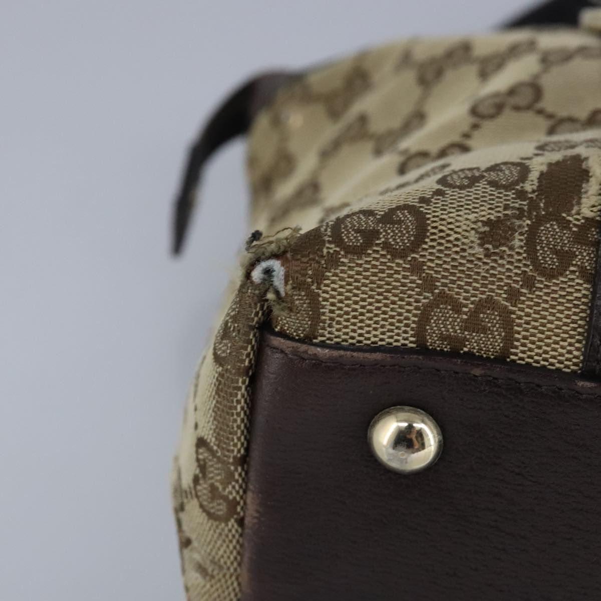 GUCCI GG Canvas Tote Bag Beige Gold 141470 100283