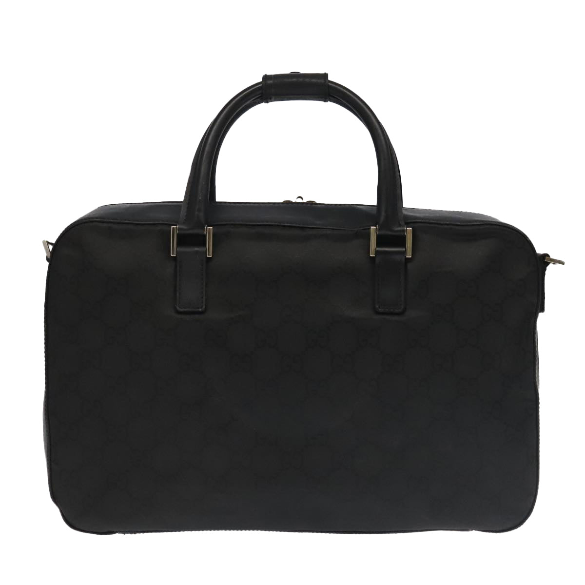 GUCCI GG Canvas Business Bag Black Silver 100341