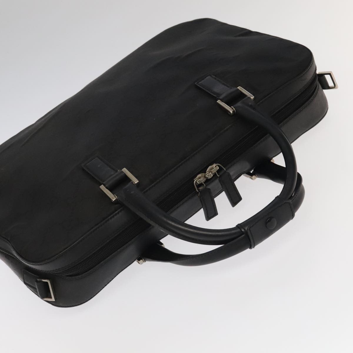 GUCCI GG Canvas Business Bag Black Silver 100341