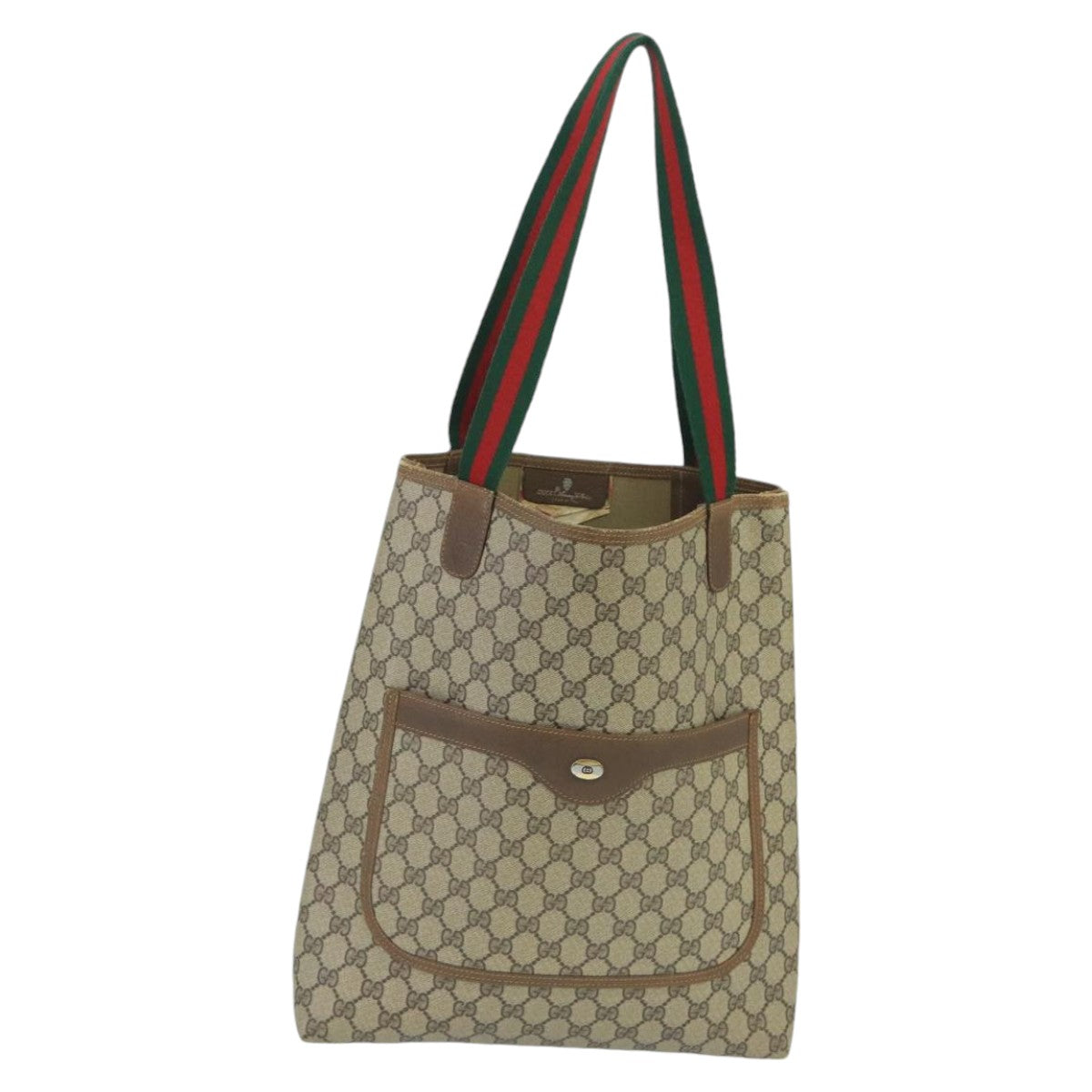 GUCCI GG Supreme Web Sherry Line Tote Bag PVC Beige Red 40 02 003 100347