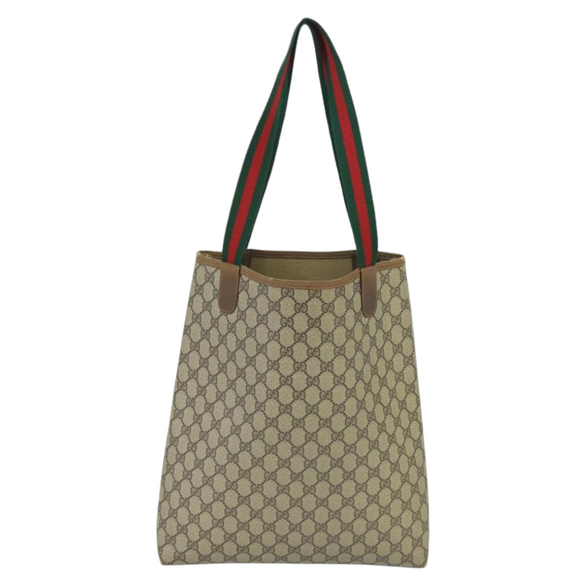 GUCCI GG Supreme Web Sherry Line Tote Bag PVC Beige Red 40 02 003 100347