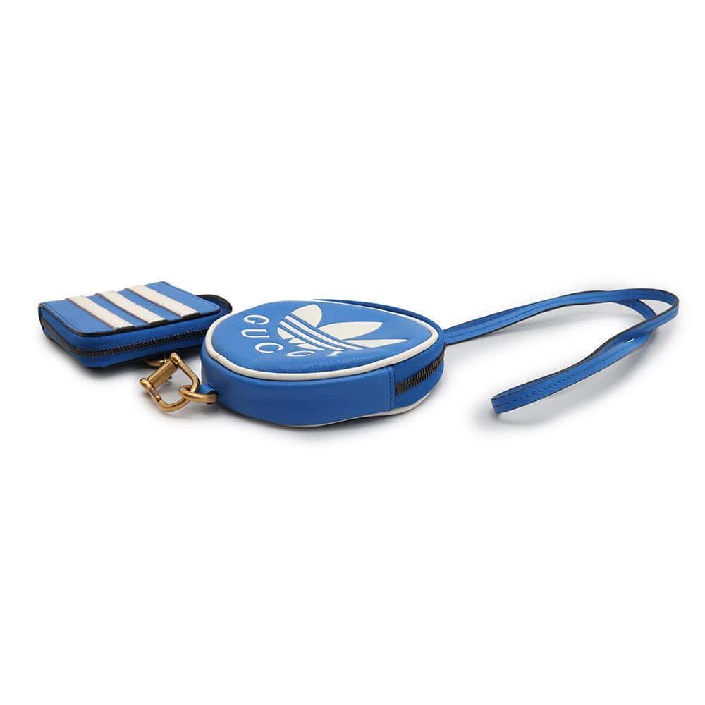 GUCCI Multi-Coin purse & card holder Adidas collaboration Blue721903 Leather