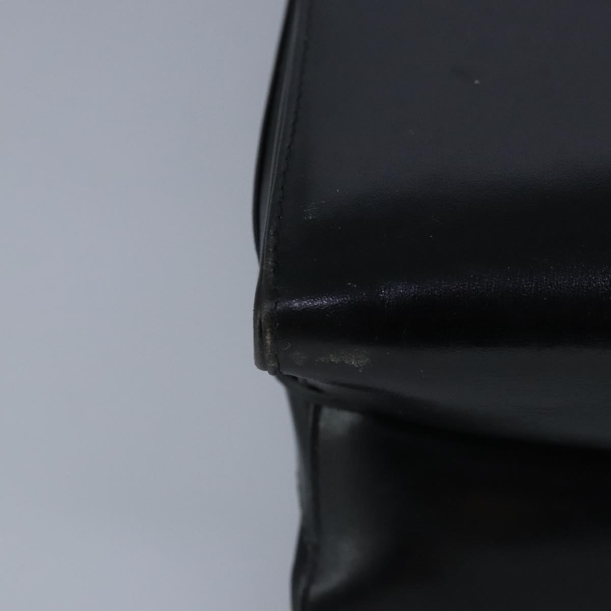 GUCCI Hand Bag Leather Black Gold 100355
