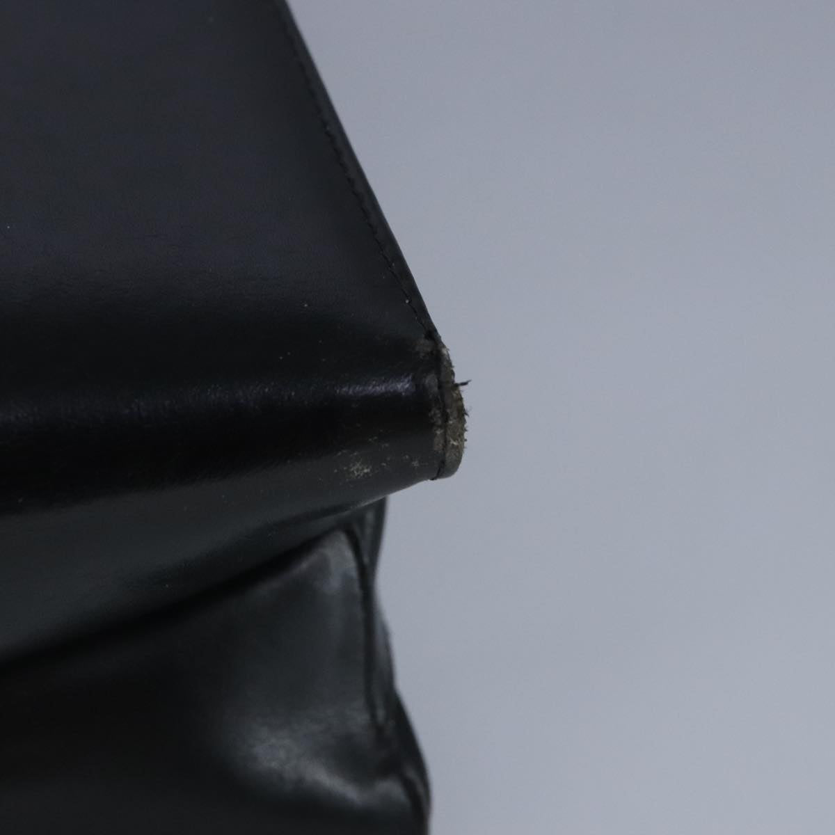 GUCCI Hand Bag Leather Black Gold 100355
