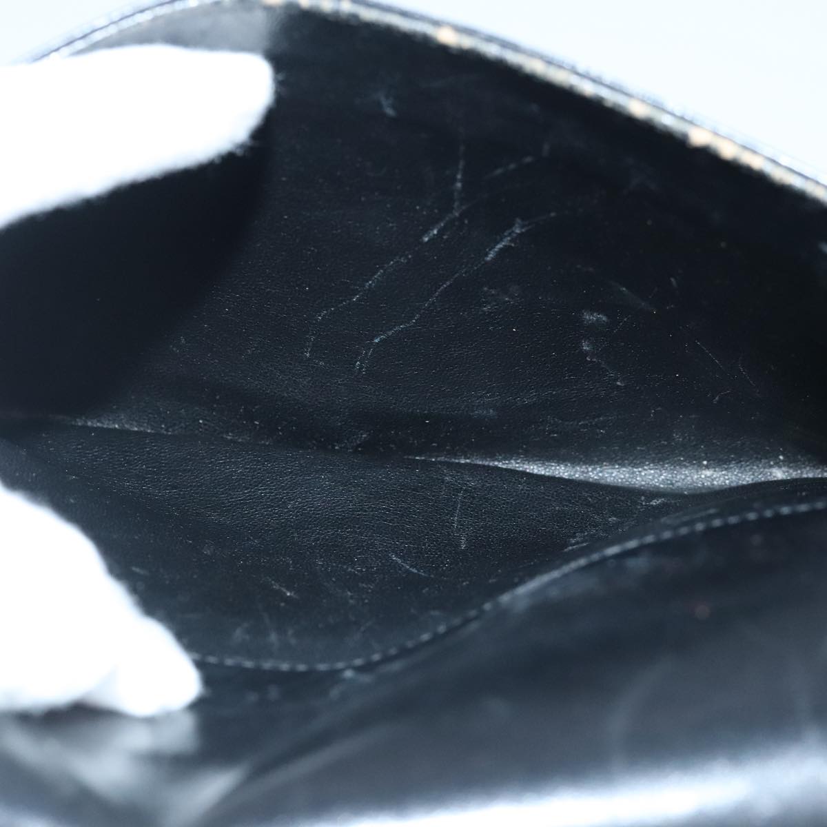 GUCCI Hand Bag Leather Black Gold 100355