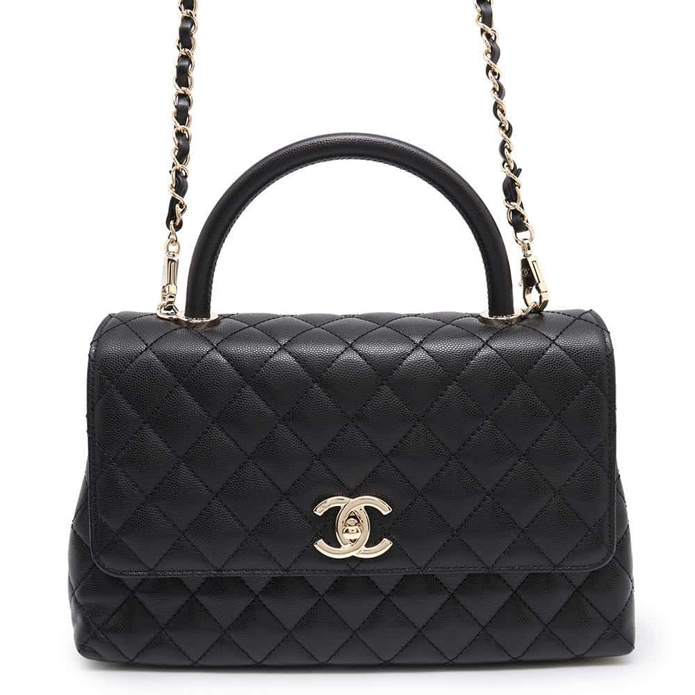 CHANEL Matelasse Coco Handle BlackA92991 Caviar Leather