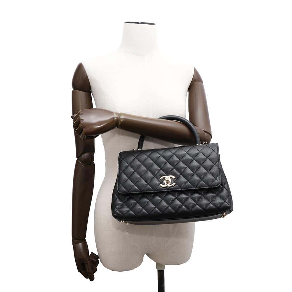 CHANEL Matelasse Coco Handle BlackA92991 Caviar Leather