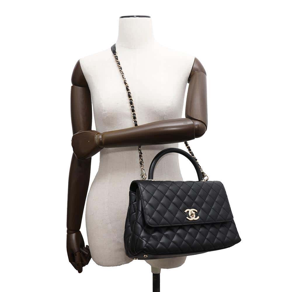 CHANEL Matelasse Coco Handle BlackA92991 Caviar Leather