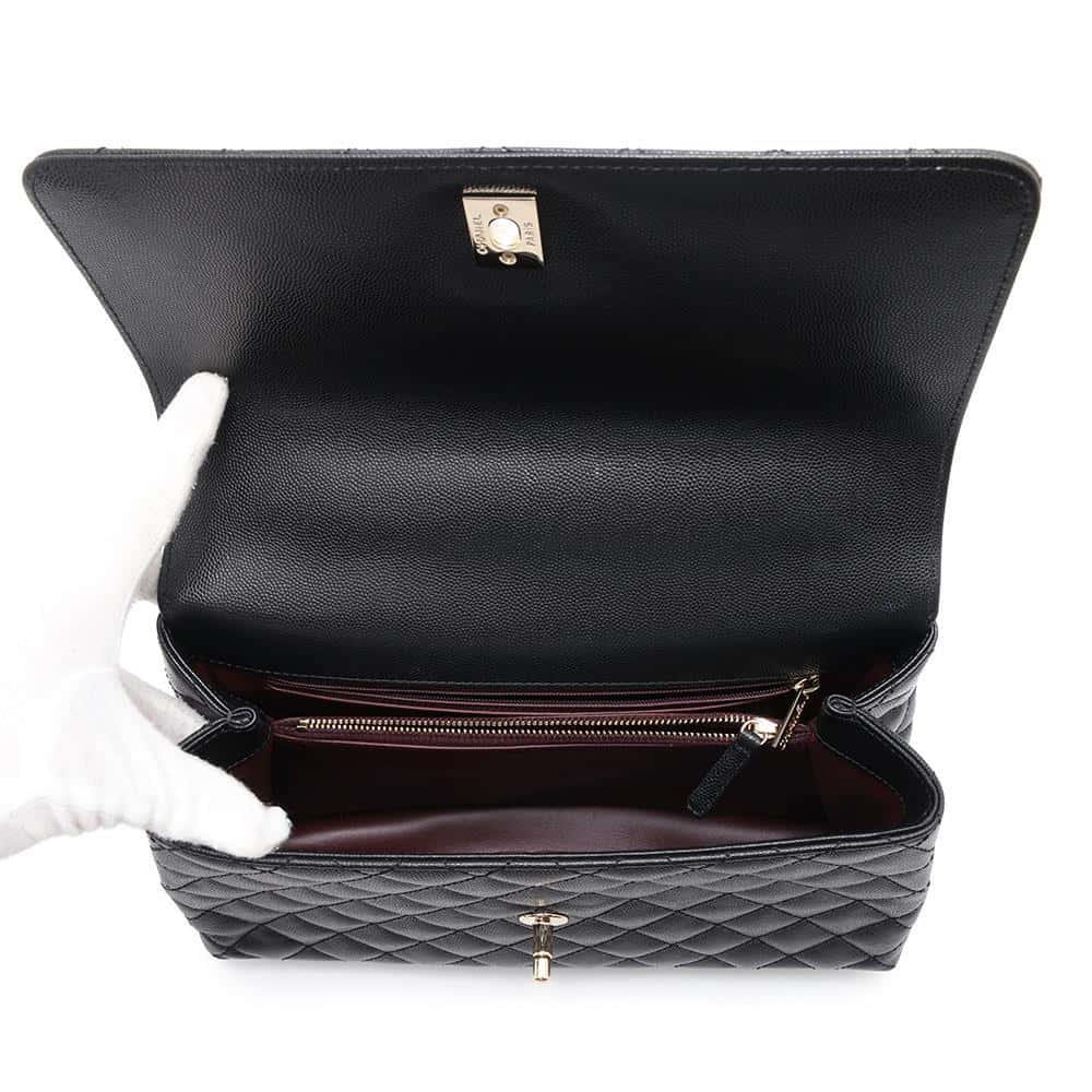 CHANEL Matelasse Coco Handle BlackA92991 Caviar Leather