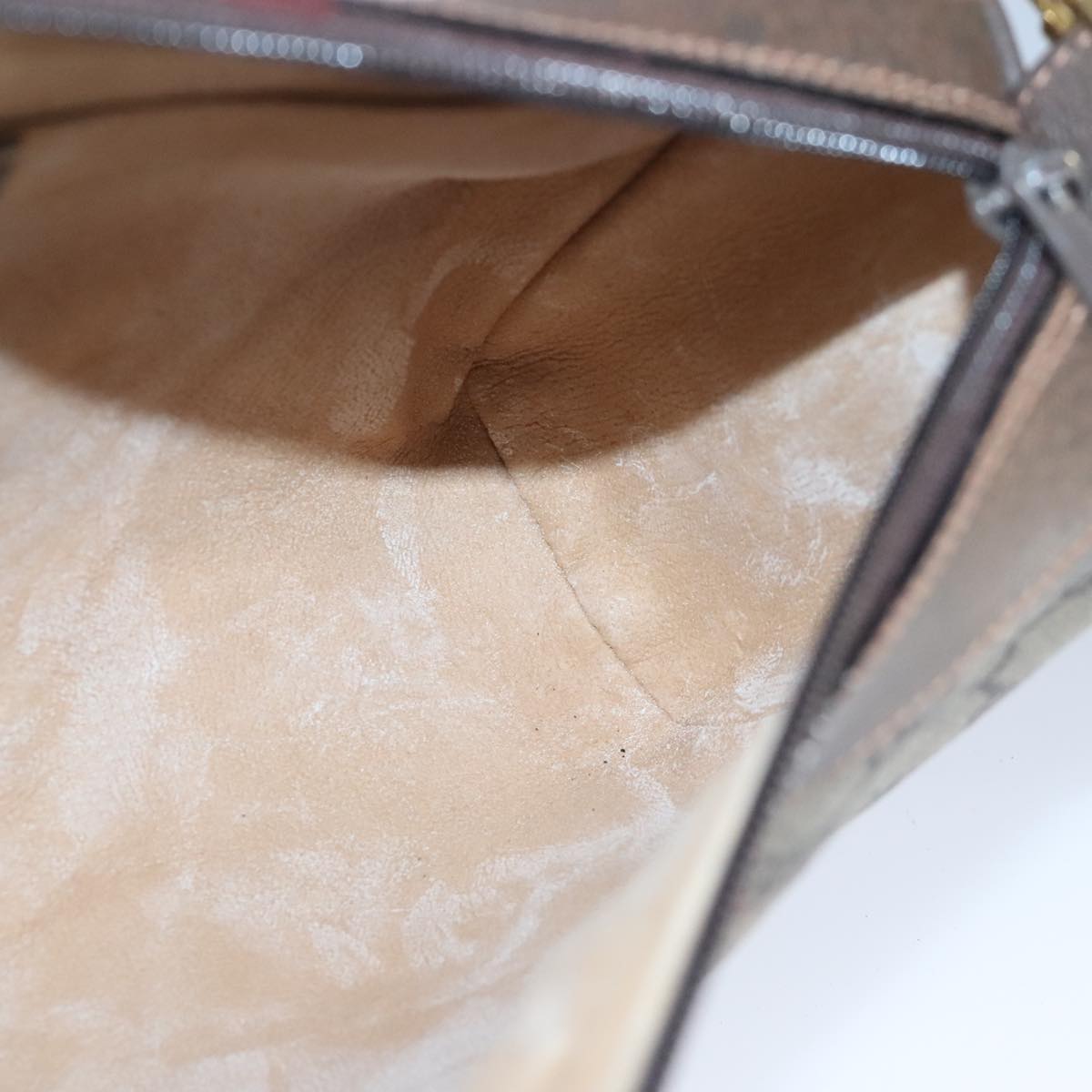 GUCCI GG Supreme Web Sherry Line Shoulder Bag PVC Beige Gold 100378