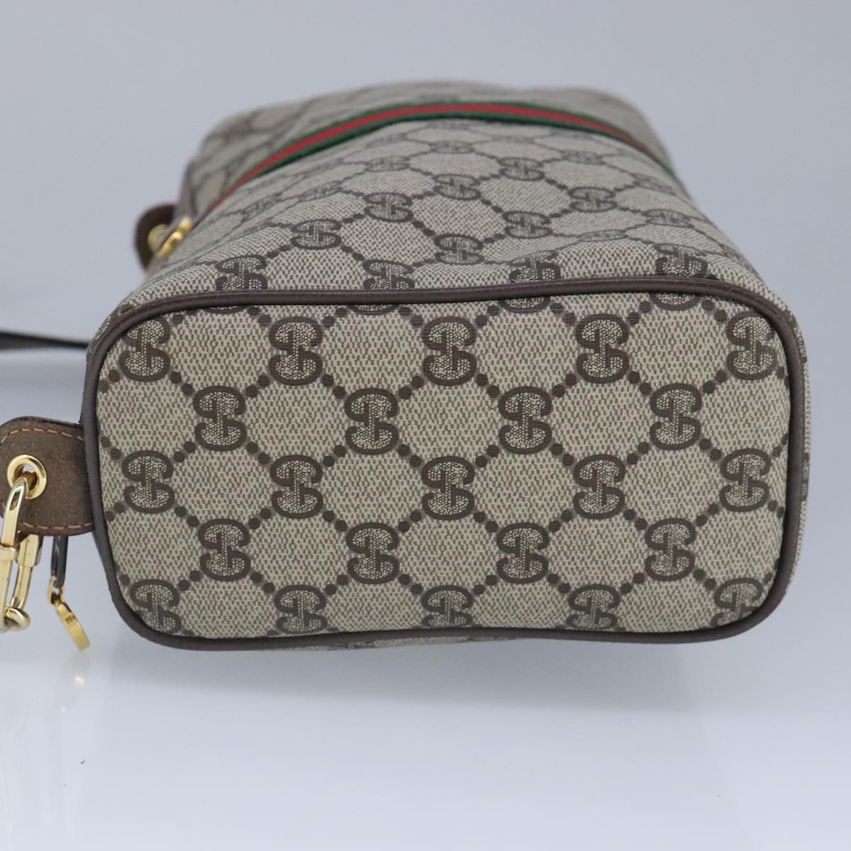 GUCCI GG Supreme Web Sherry Line Shoulder Bag PVC Beige Gold 100378
