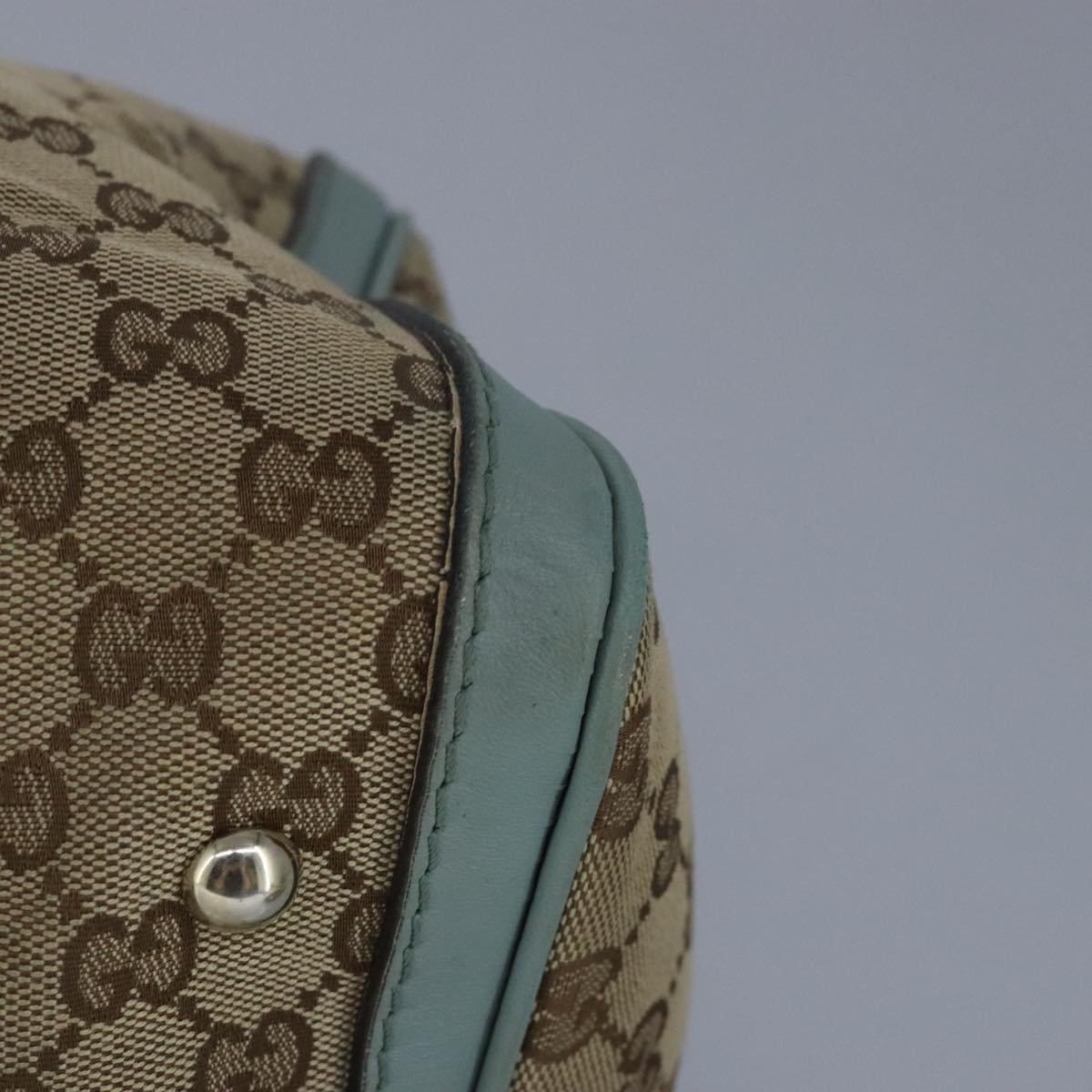 GUCCI GG Canvas Boston Bag 2way Beige Peppermint Silver 247205 100379