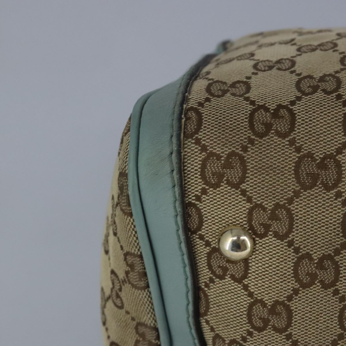 GUCCI GG Canvas Boston Bag 2way Beige Peppermint Silver 247205 100379