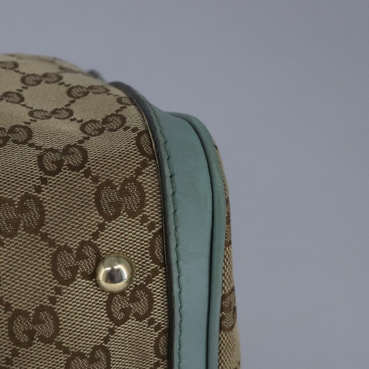 GUCCI GG Canvas Boston Bag 2way Beige Peppermint Silver 247205 100379