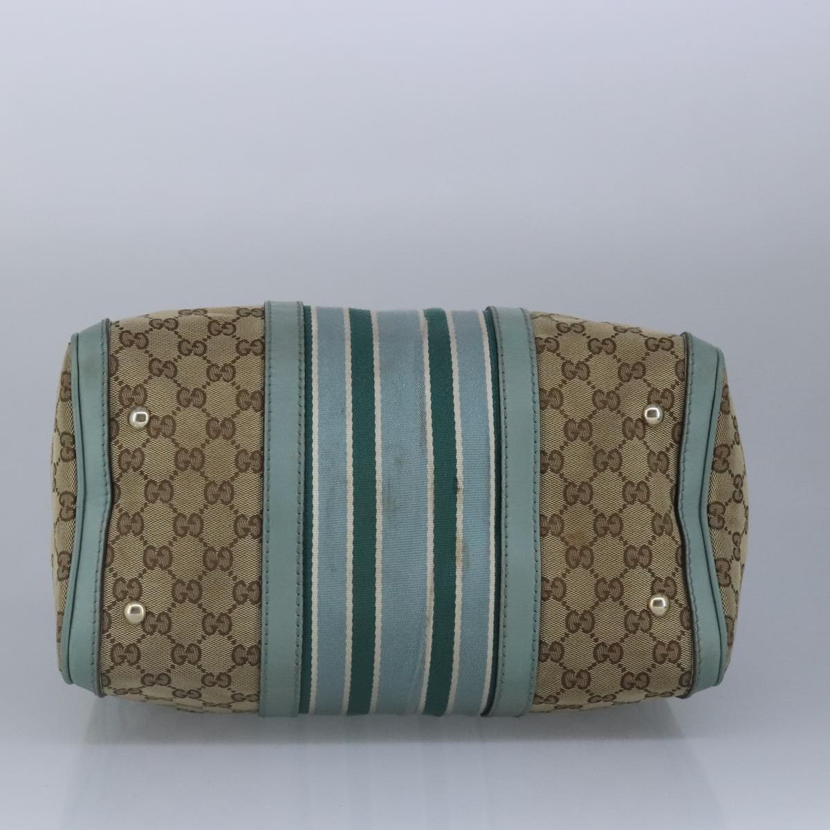 GUCCI GG Canvas Boston Bag 2way Beige Peppermint Silver 247205 100379