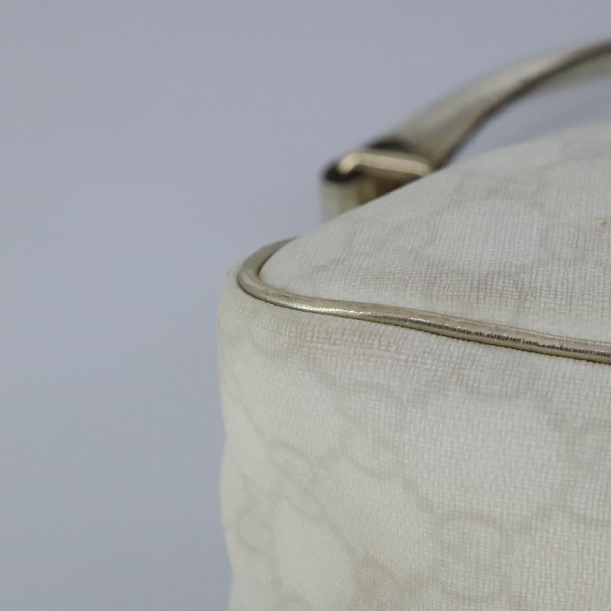 GUCCI GG Supreme Hand Bag PVC Leather White Gold 190258 100380