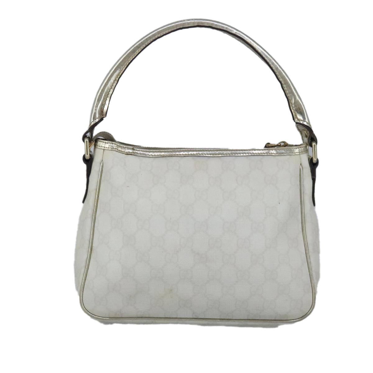 GUCCI GG Supreme Hand Bag PVC Leather White Gold 190258 100380