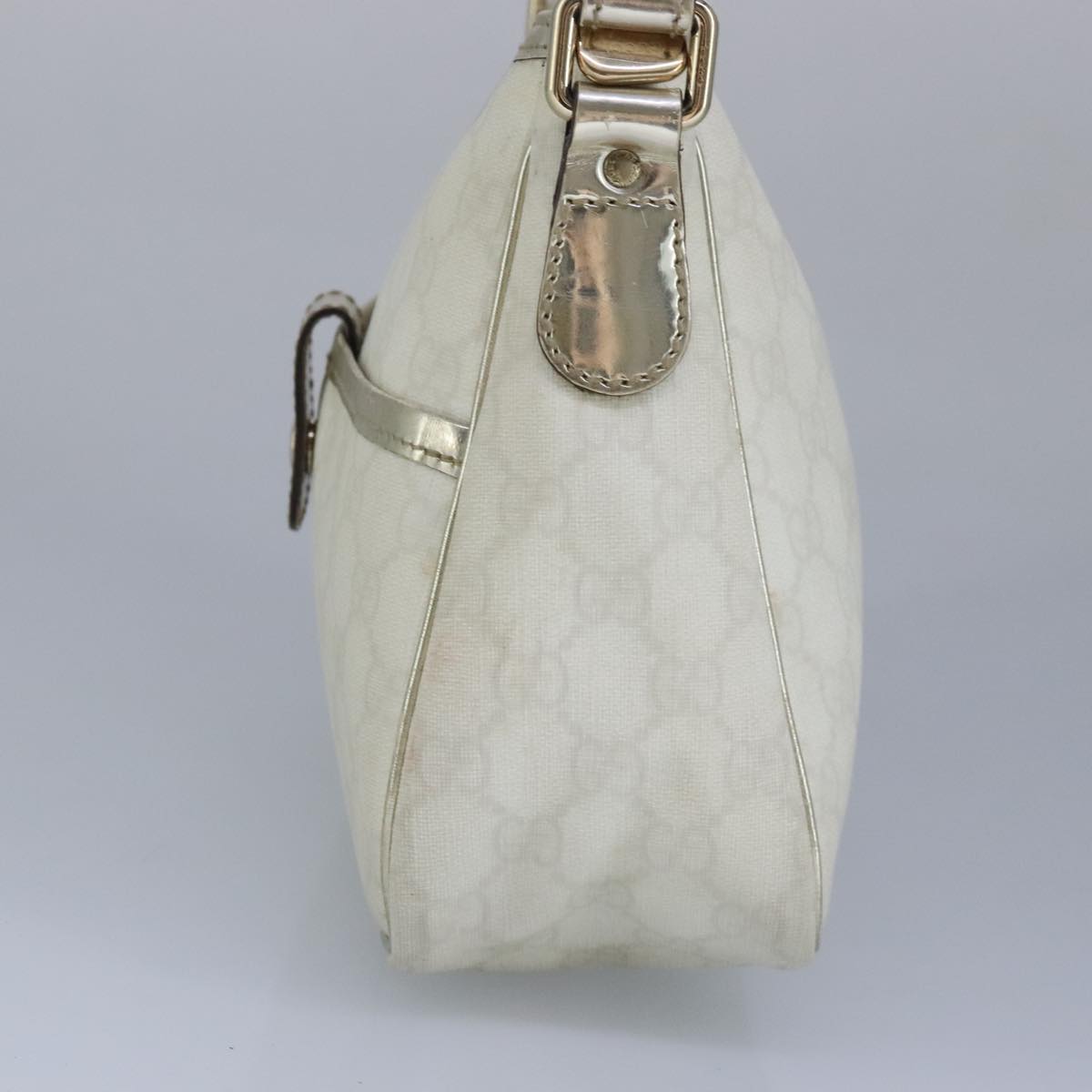 GUCCI GG Supreme Hand Bag PVC Leather White Gold 190258 100380