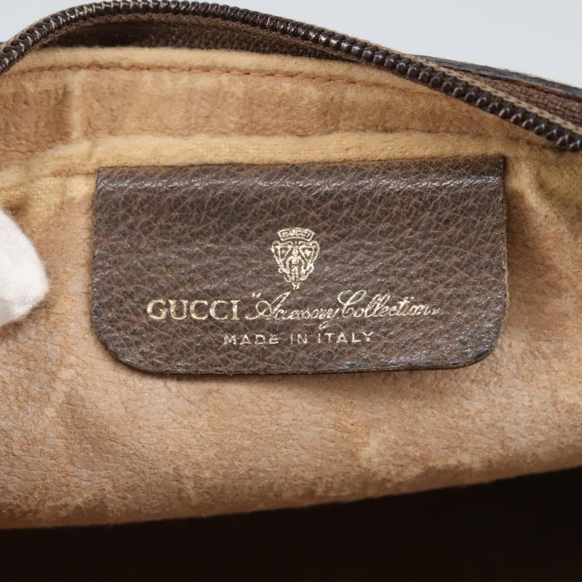 GUCCI GG Supreme Web Sherry Line Clutch Bag PVC Beige Red 89 01 012 100395