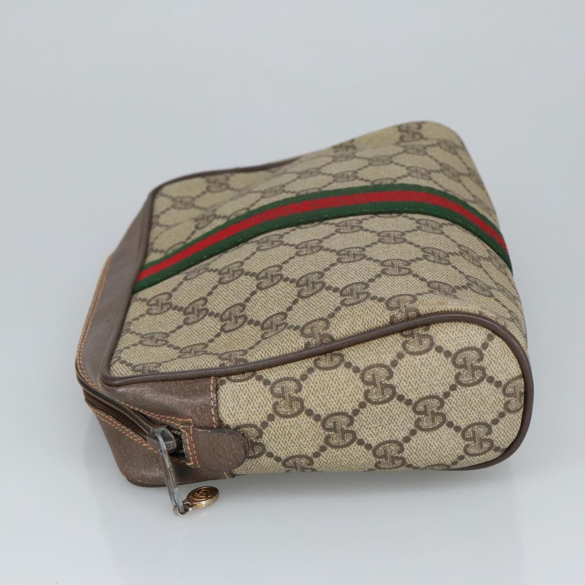 GUCCI GG Supreme Web Sherry Line Clutch Bag PVC Beige Red 89 01 012 100395