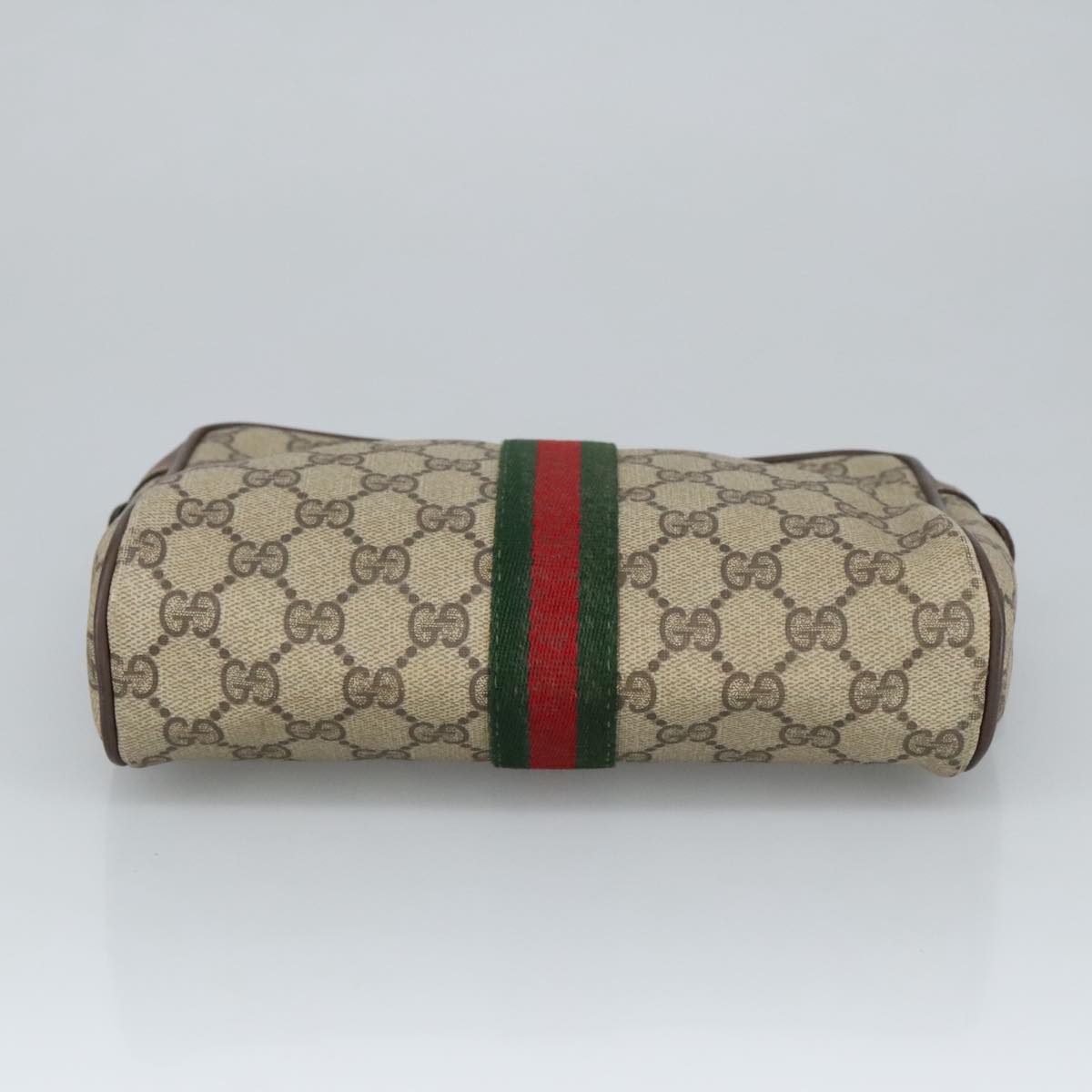GUCCI GG Supreme Web Sherry Line Clutch Bag PVC Beige Red 89 01 012 100395