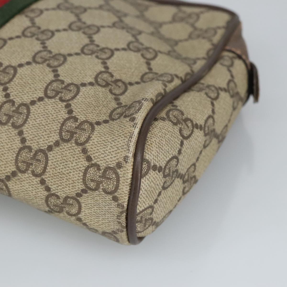 GUCCI GG Supreme Web Sherry Line Clutch Bag PVC Beige Red 89 01 012 100395