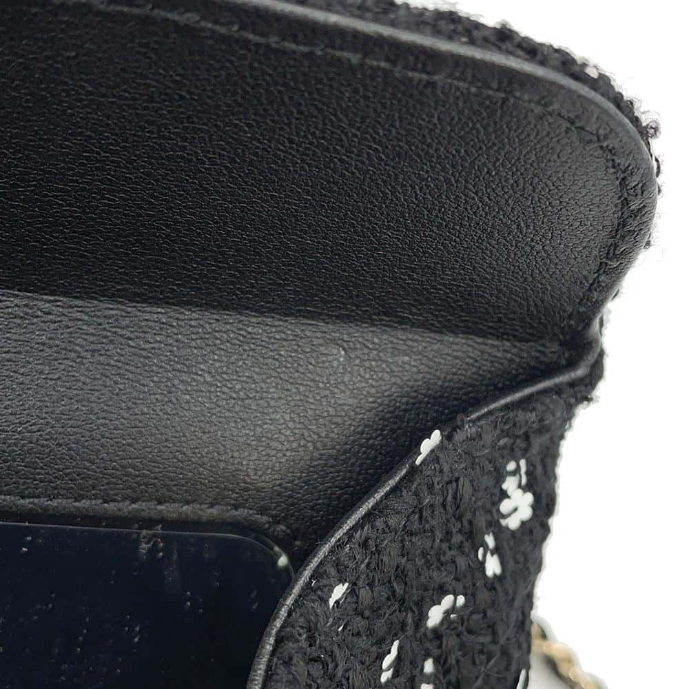 CHANEL Top Handle Box Bag Black/WhiteAS4471 Tweed Leather Sequins
