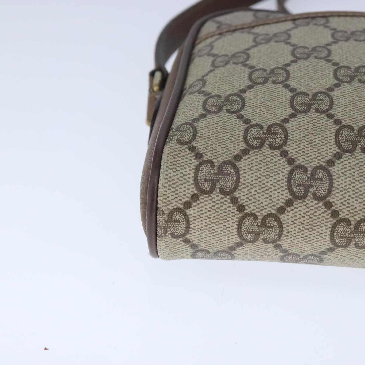 GUCCI GG Supreme Web Sherry Line Shoulder Bag PVC Beige Gold 100686