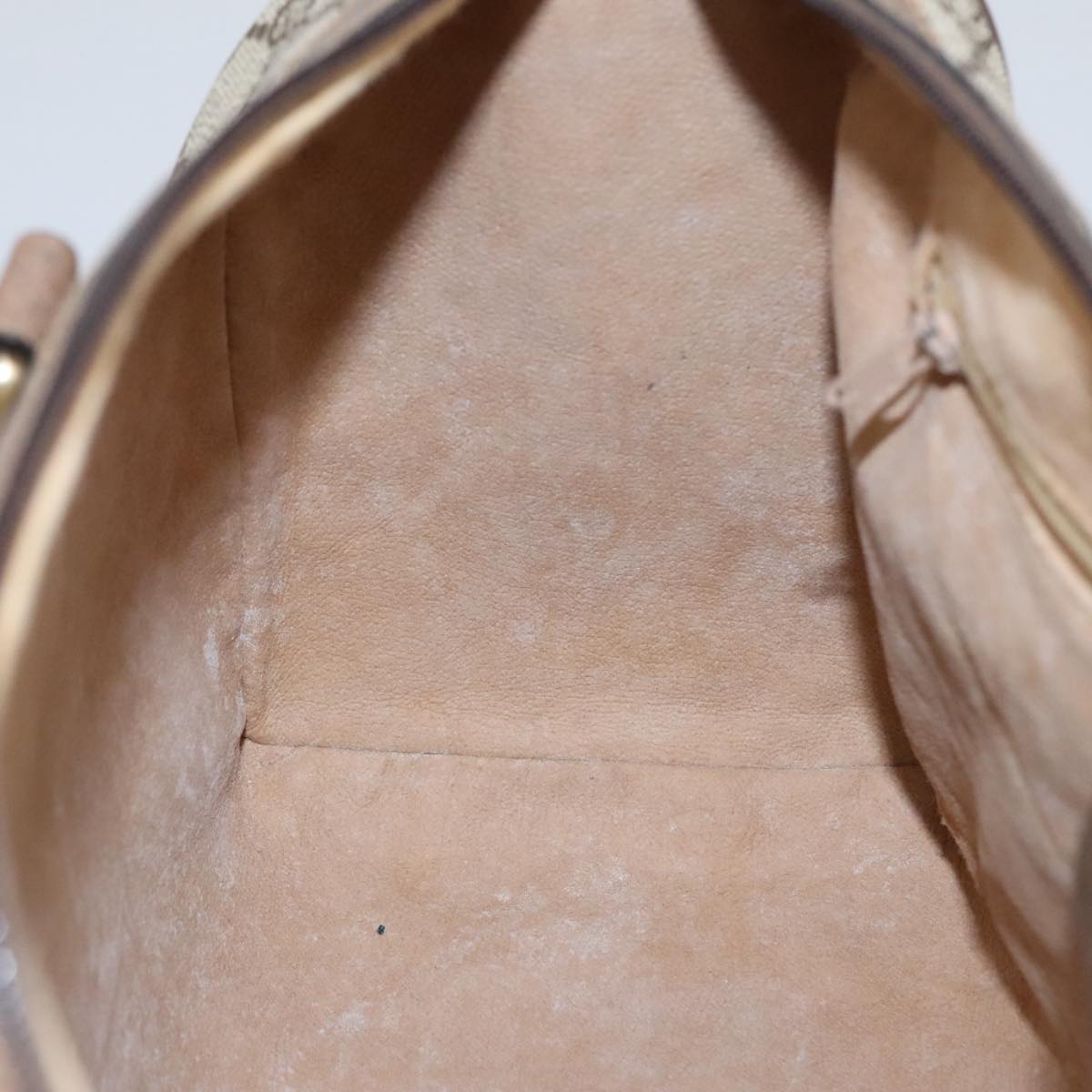 GUCCI GG Supreme Web Sherry Line Hand Bag PVC Leather Beige Gold 100687