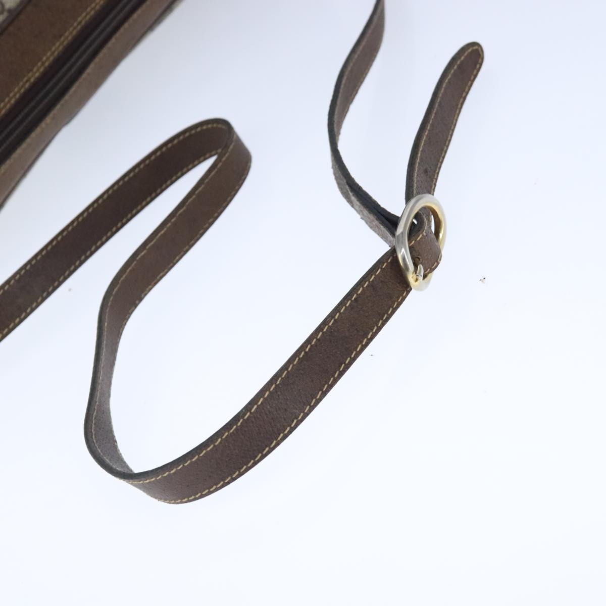 GUCCI GG Supreme Web Sherry Line Shoulder Bag PVC Leather Beige Gold 100688