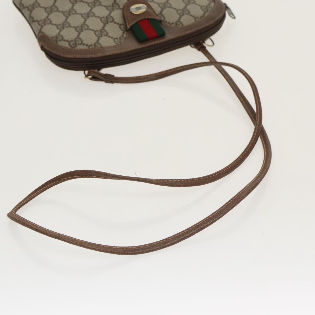 GUCCI GG Supreme Web Sherry Line Shoulder Bag PVC Beige 904 02 047 100689