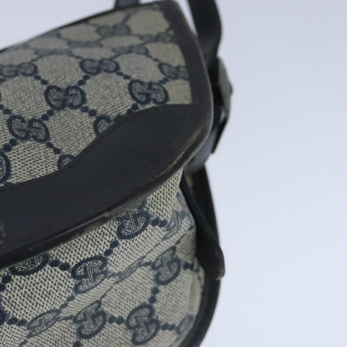 GUCCI GG Supreme Web Sherry Line Shoulder Bag PVC Leather Navy Gold 100690