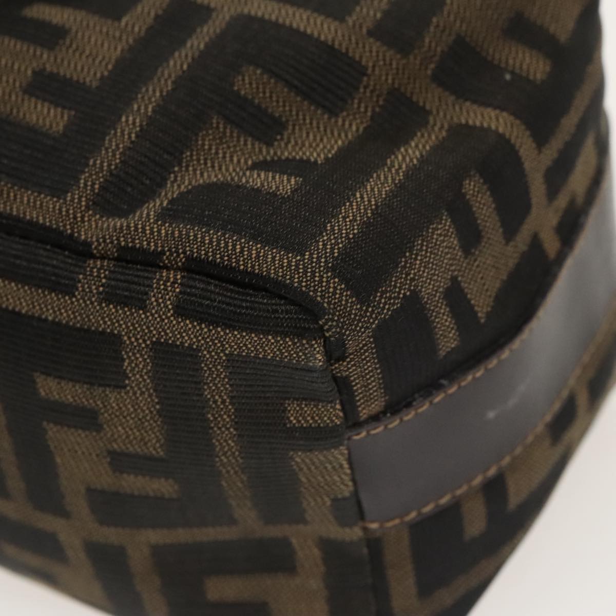 FENDI Zucca Canvas Vanity Pouch Brown Black gold 100694