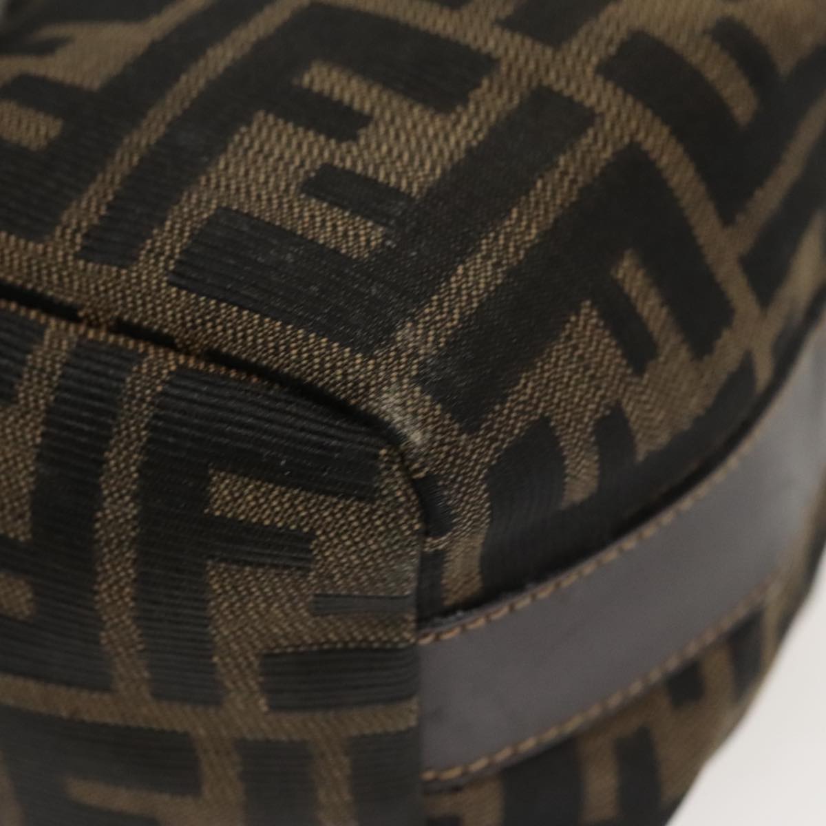 FENDI Zucca Canvas Vanity Pouch Brown Black gold 100694