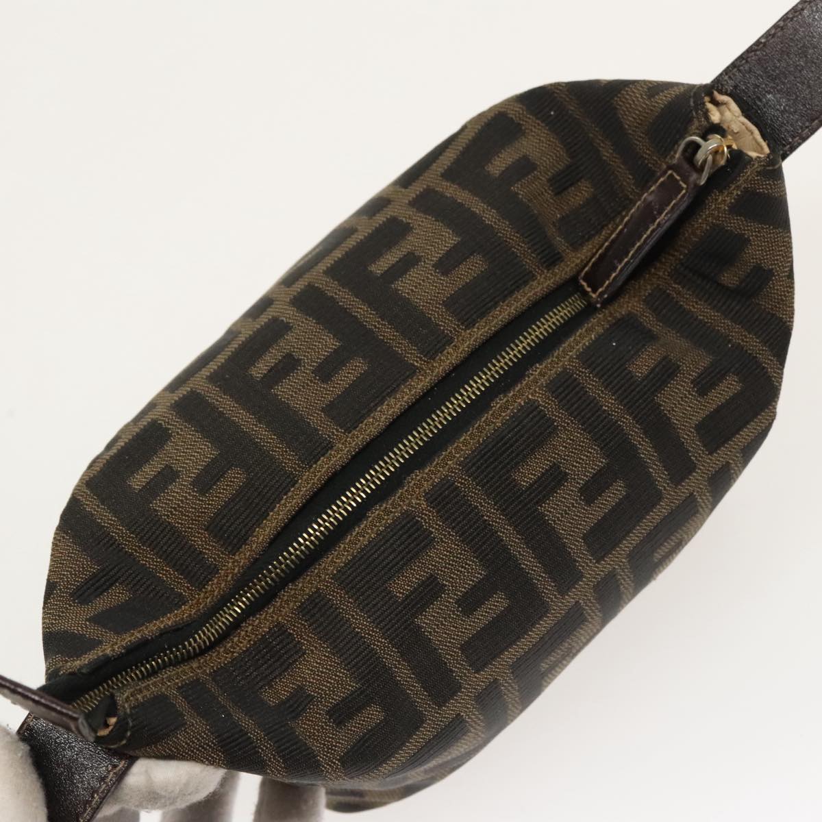 FENDI Zucca Canvas Vanity Pouch Brown Black gold 100694