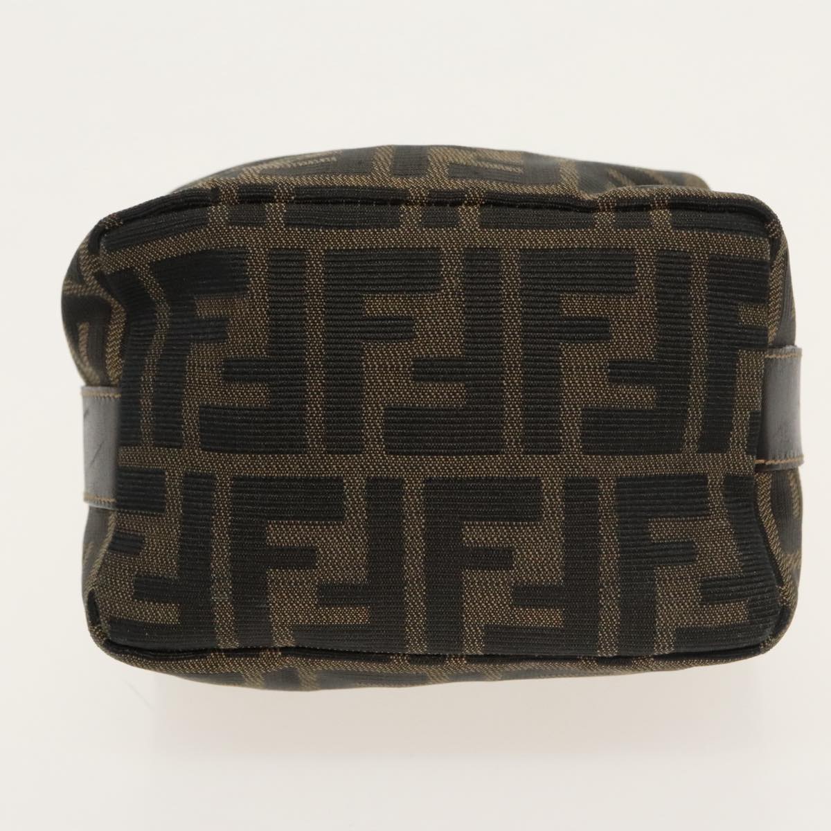 FENDI Zucca Canvas Vanity Pouch Brown Black gold 100694