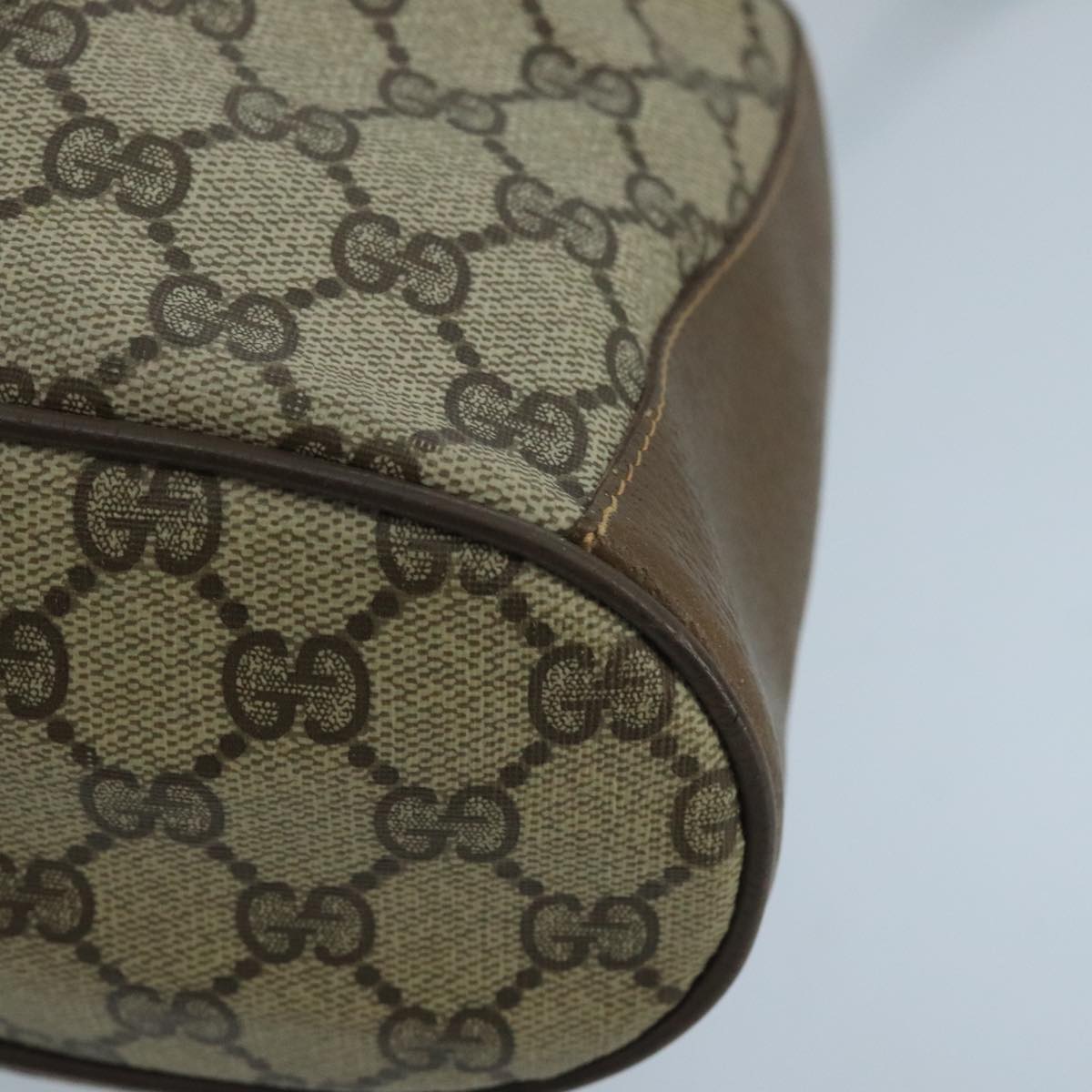 GUCCI GG Supreme Web Sherry Line Shoulder Bag PVC Beige Gold 100695