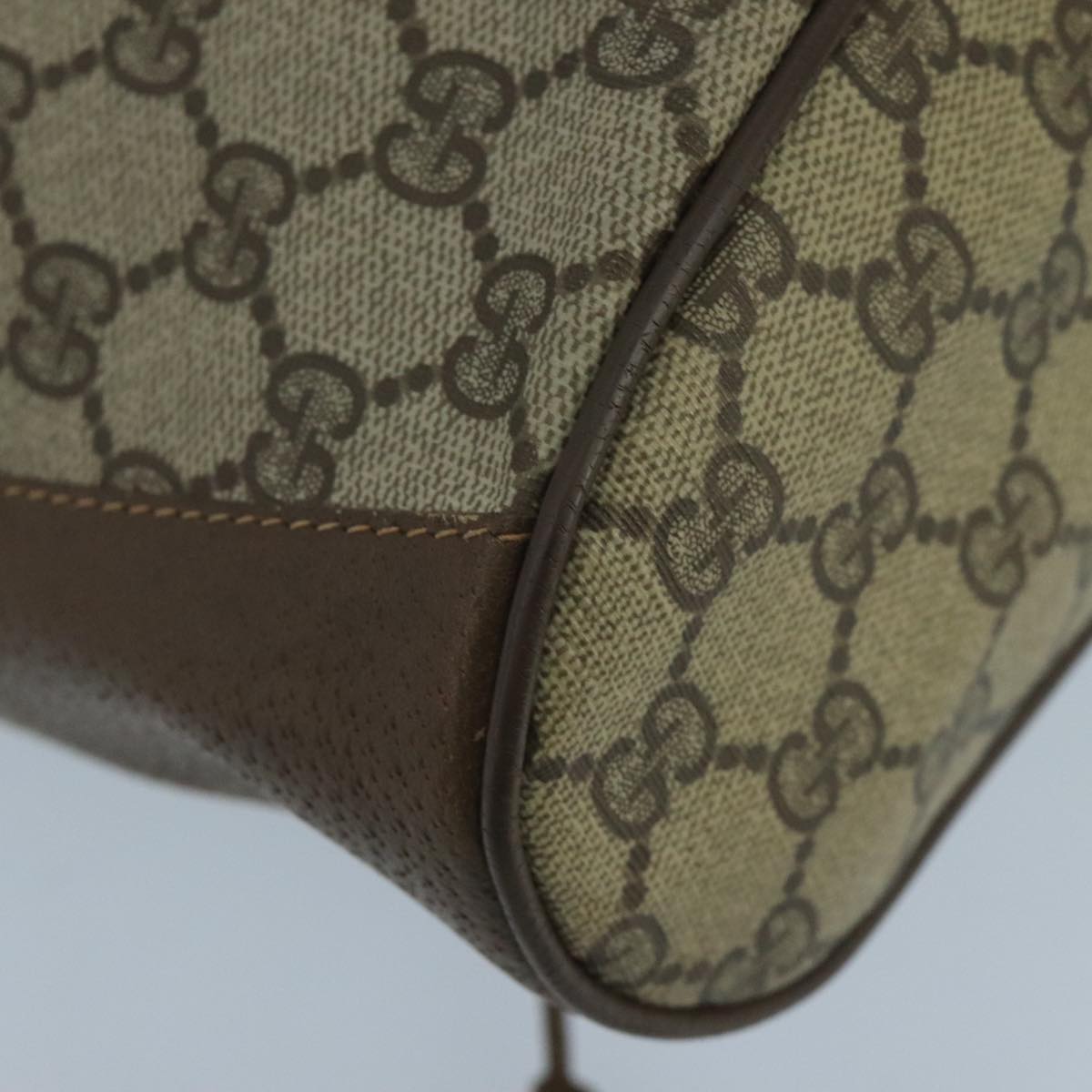 GUCCI GG Supreme Web Sherry Line Shoulder Bag PVC Beige Gold 100695