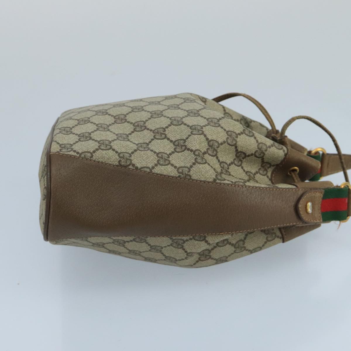 GUCCI GG Supreme Web Sherry Line Shoulder Bag PVC Beige Gold 100695
