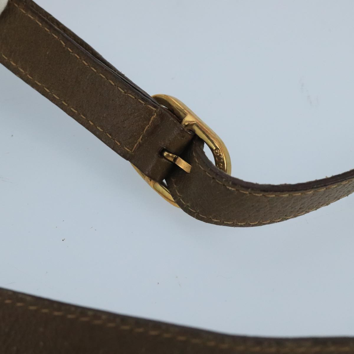 GUCCI GG Supreme Web Sherry Line Shoulder Bag PVC Beige Gold 100695