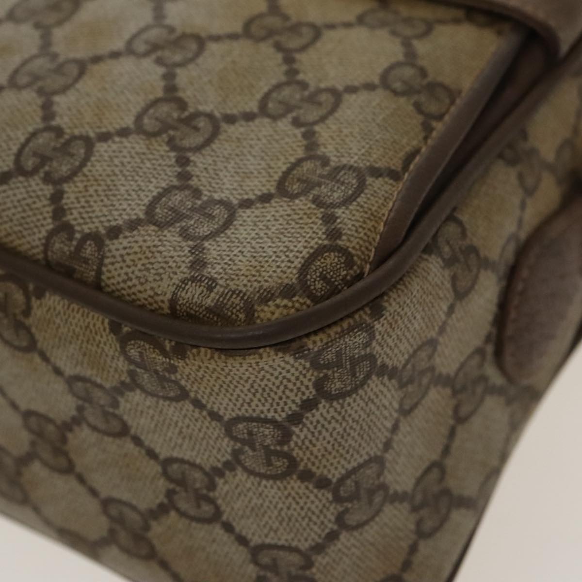 GUCCI GG Supreme Web Sherry Line Shoulder Bag PVC Beige 93 02 049 100696