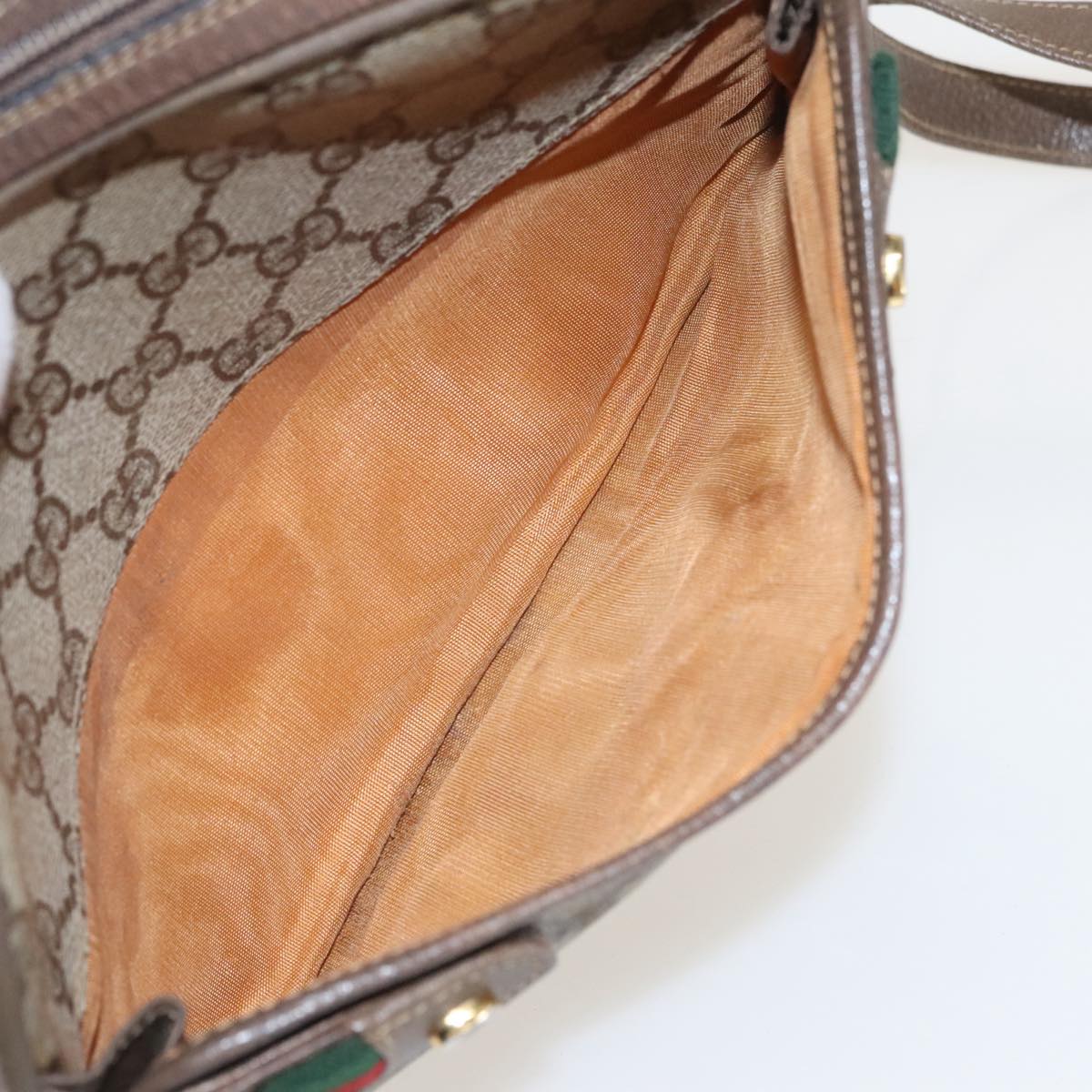 GUCCI GG Supreme Web Sherry Line Shoulder Bag PVC Beige 93 02 049 100696