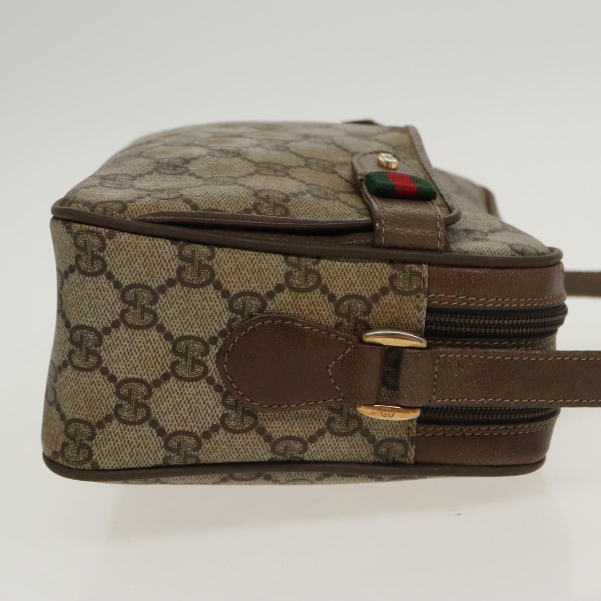 GUCCI GG Supreme Web Sherry Line Shoulder Bag PVC Beige 93 02 049 100696