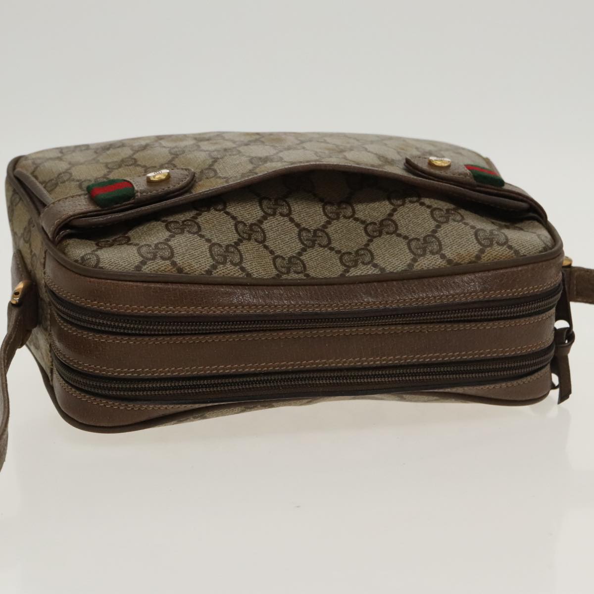 GUCCI GG Supreme Web Sherry Line Shoulder Bag PVC Beige 93 02 049 100696