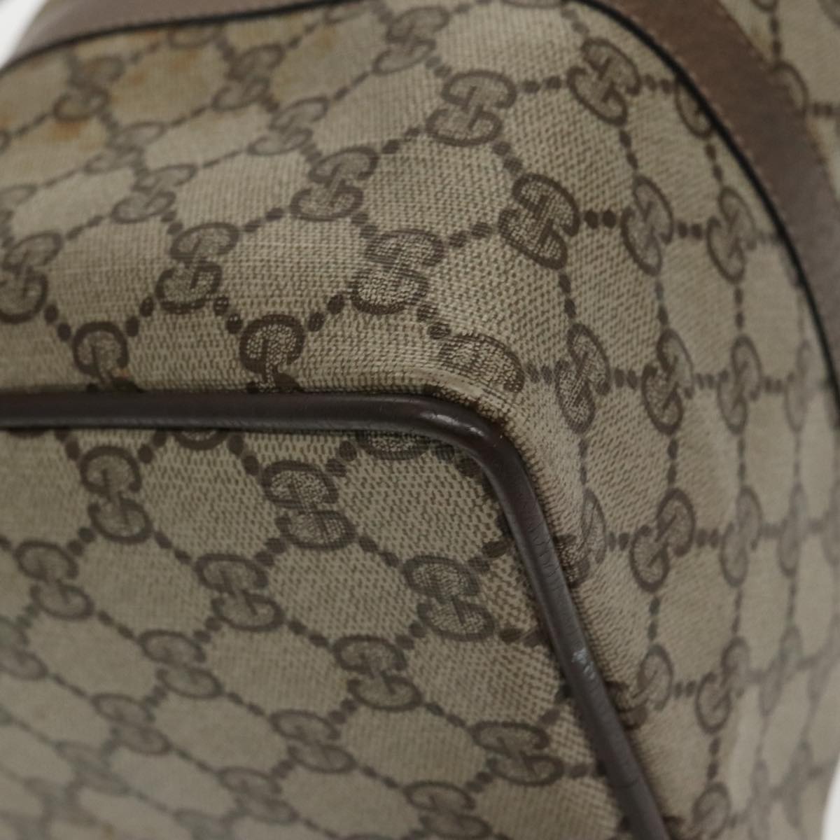 GUCCI GG Supreme Web Sherry Line Hand Bag PVC Beige Red 39 02 007 100697
