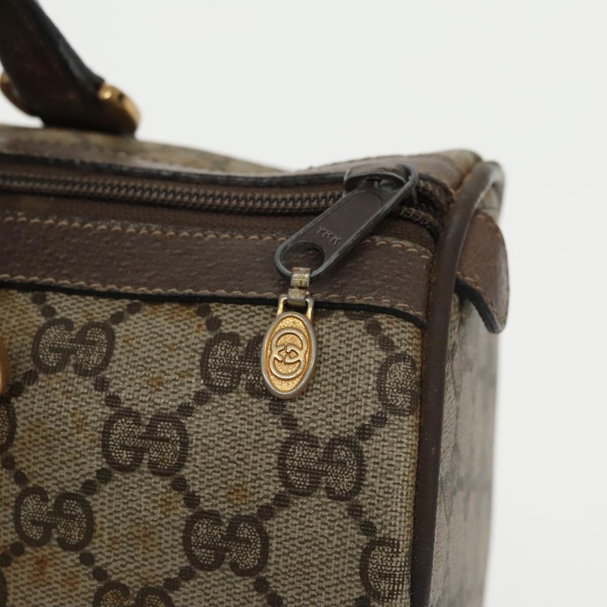 GUCCI GG Supreme Web Sherry Line Hand Bag PVC Beige Red 39 02 007 100697