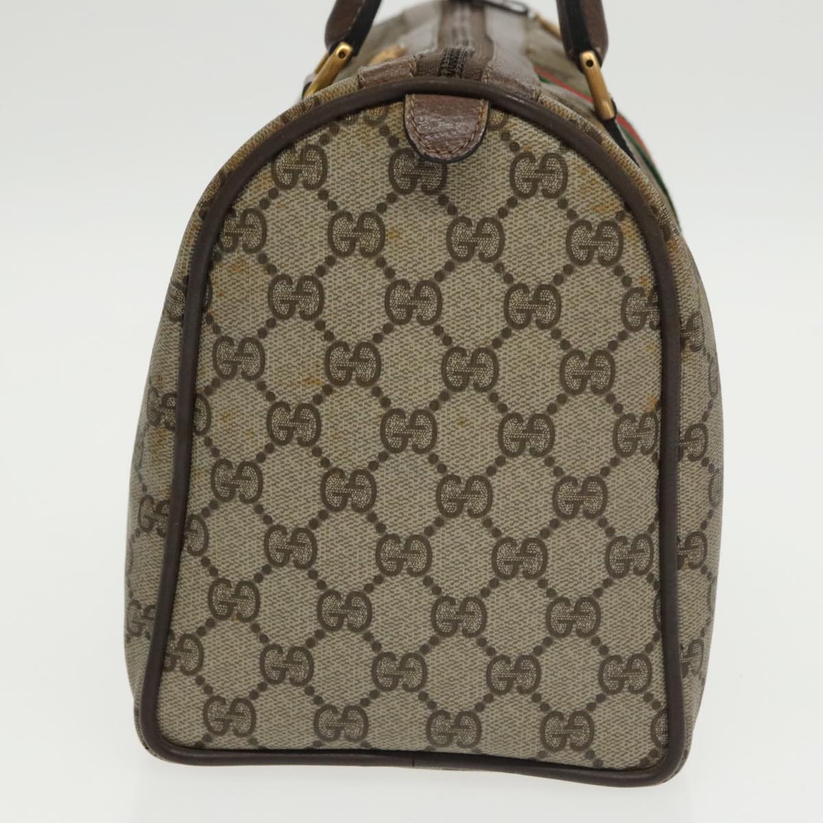 GUCCI GG Supreme Web Sherry Line Hand Bag PVC Beige Red 39 02 007 100697