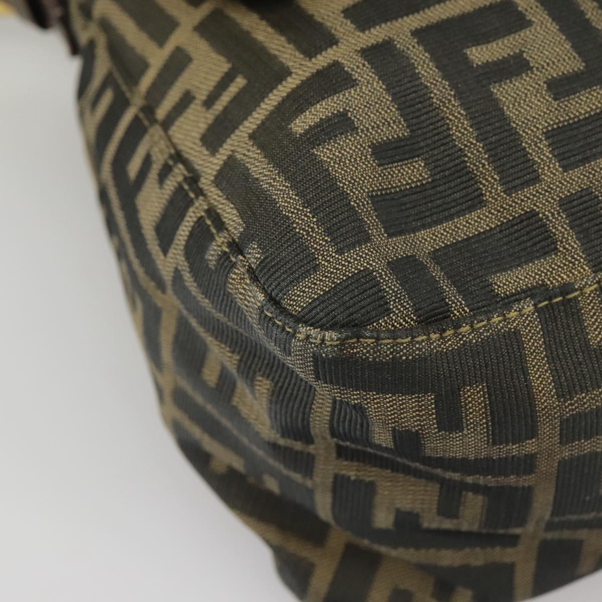 FENDI Zucca Canvas Mamma Baguette Shoulder Bag Brown Black 100706
