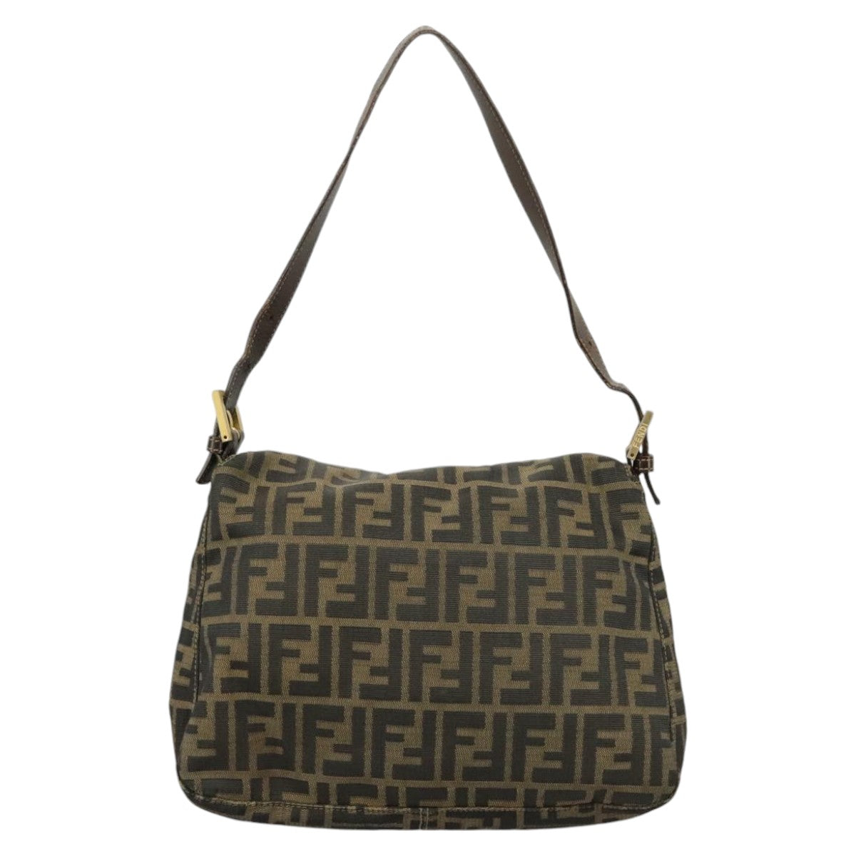 FENDI Zucca Canvas Mamma Baguette Shoulder Bag Brown Black 100706