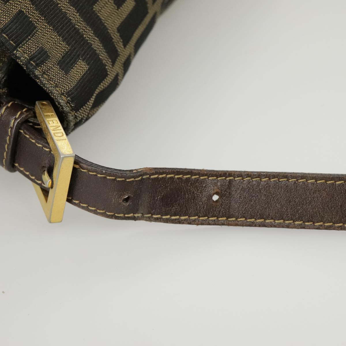 FENDI Zucca Canvas Mamma Baguette Shoulder Bag Brown Black 100706